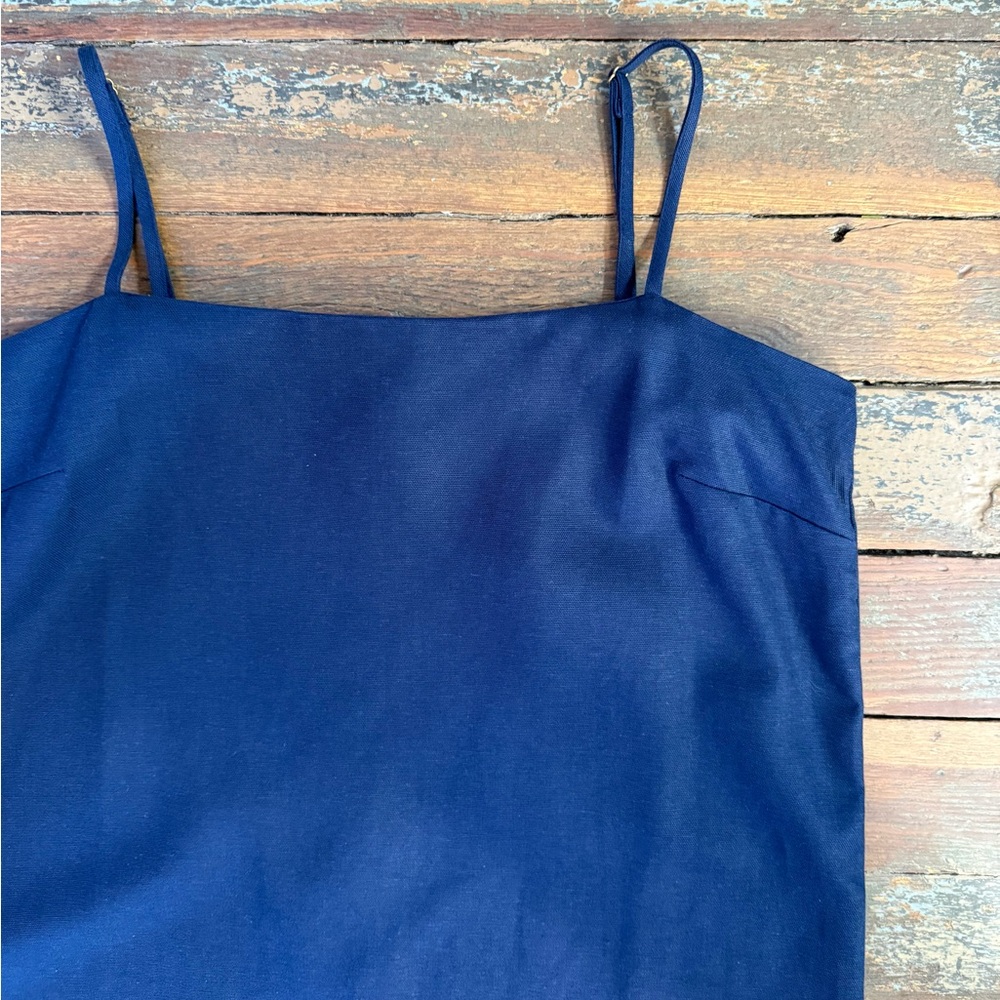 NWT Rachel Parcell Midi Column Linen Blend Dress in Navy ~ Size Small 💛🍄 - Picture 6 of 8